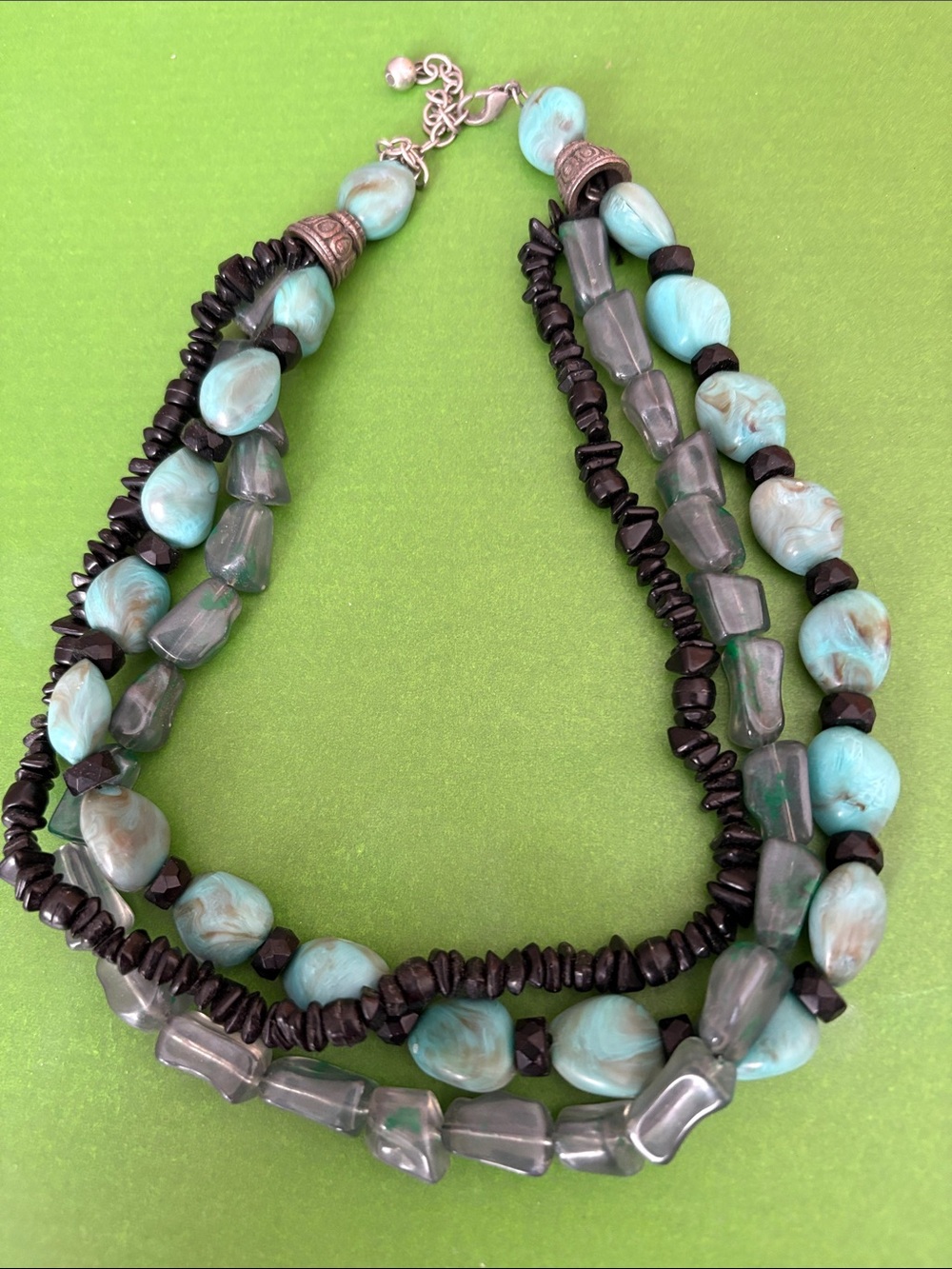 Turquoise & Black Multi-Strand Beaded Necklace